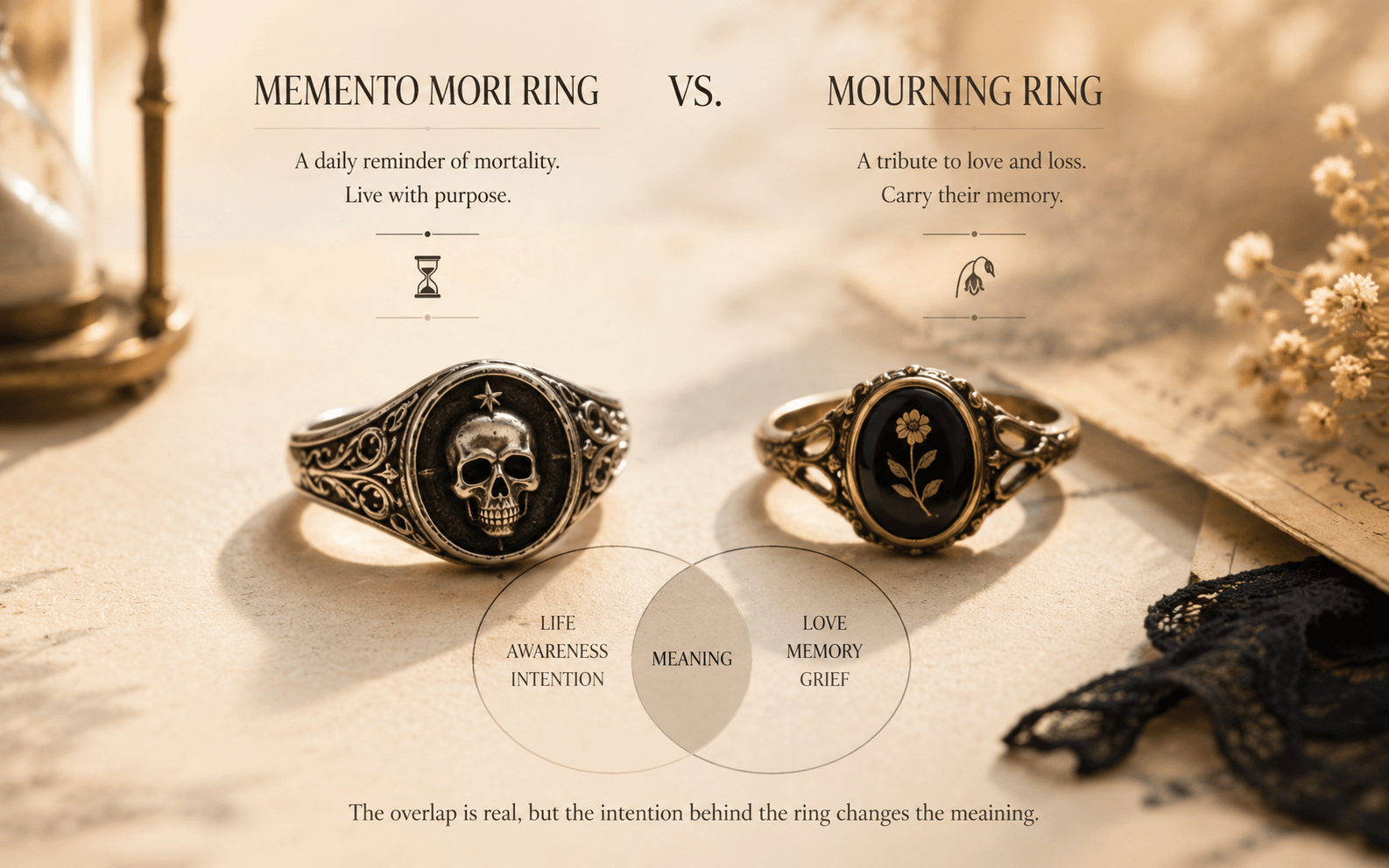 Memento Mori Ring vs Mourning Ring: Memory vs Mortality